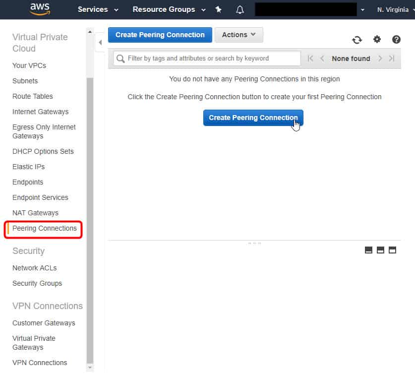 Setting up AWS peering connections